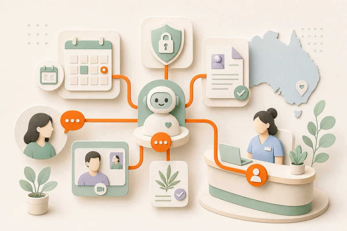 Australian clinic receptionist routing administrative patient questions with AI support and human escalation