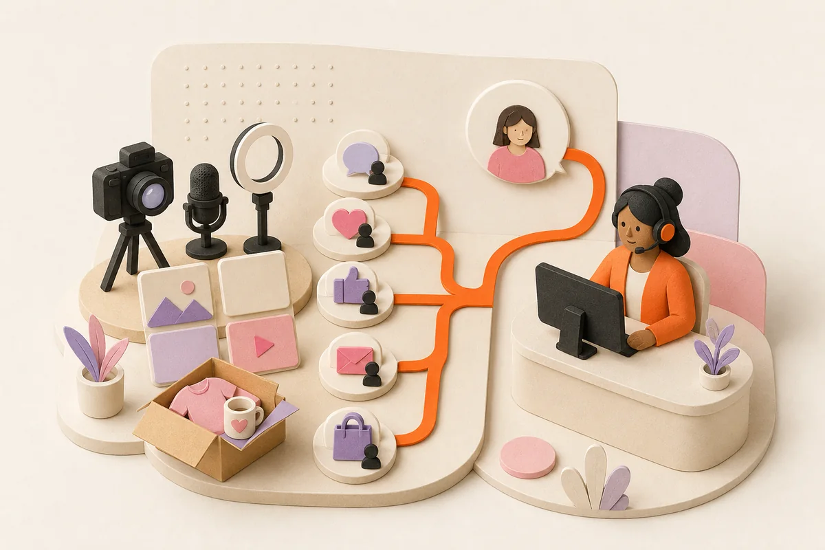 Creator team managing audience questions, partnerships, and moderation handoffs