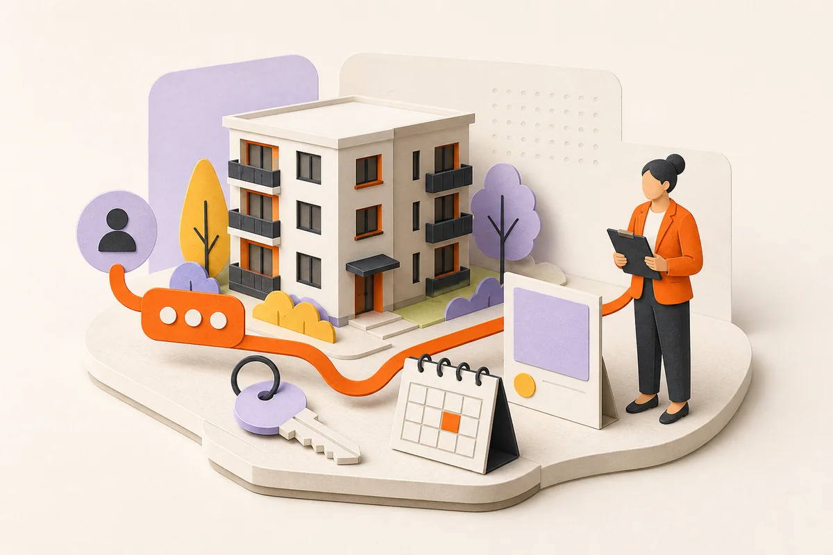 Real estate team coordinating property inquiries and viewing requests with AI support